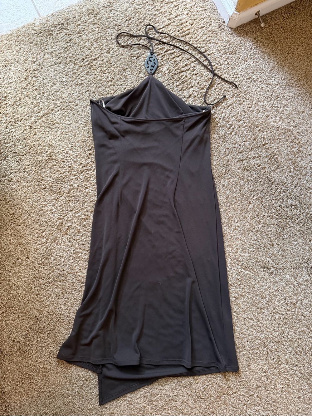 BCBG Brown Halter Midi Dress - Picture 4 of 5